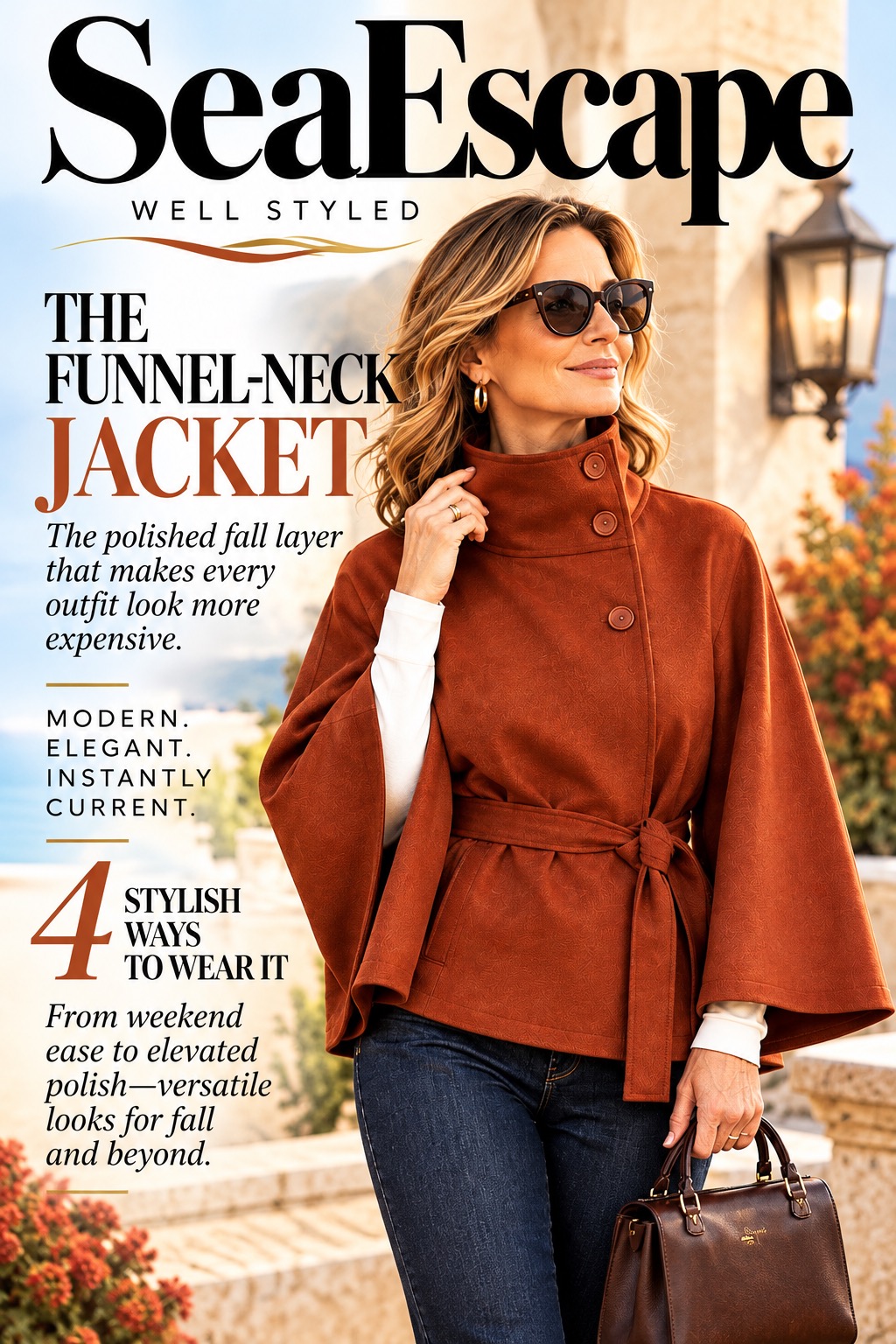 Elegant funnel-neck jacket