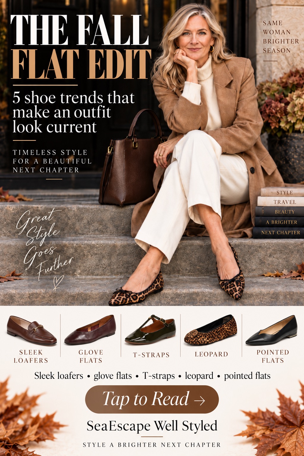 Elegant fall flat shoe trends styled for women over 40