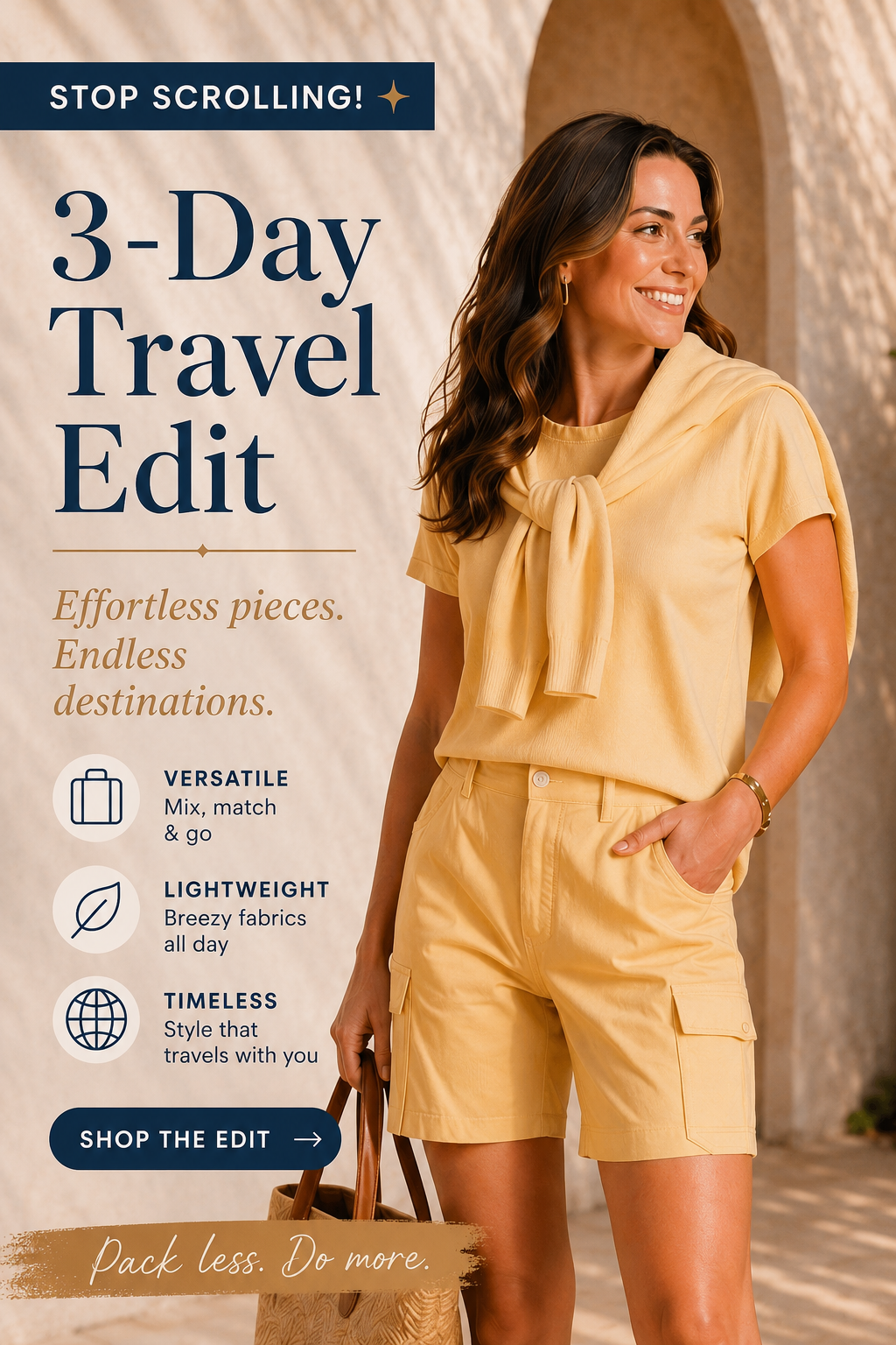 Polished three-day weekend travel capsule