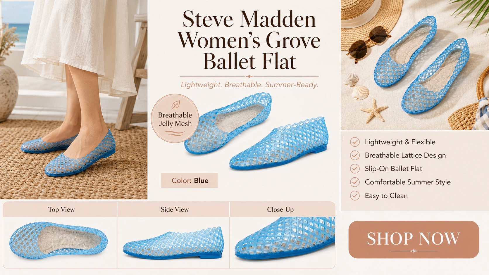 Steve Madden Women's Grove Ballet Flat in Blue