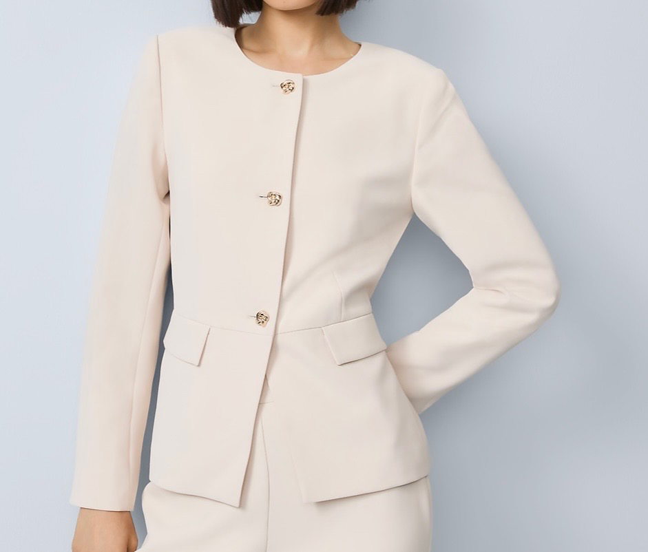 Ann Taylor ivory cropped crew-neck jacket