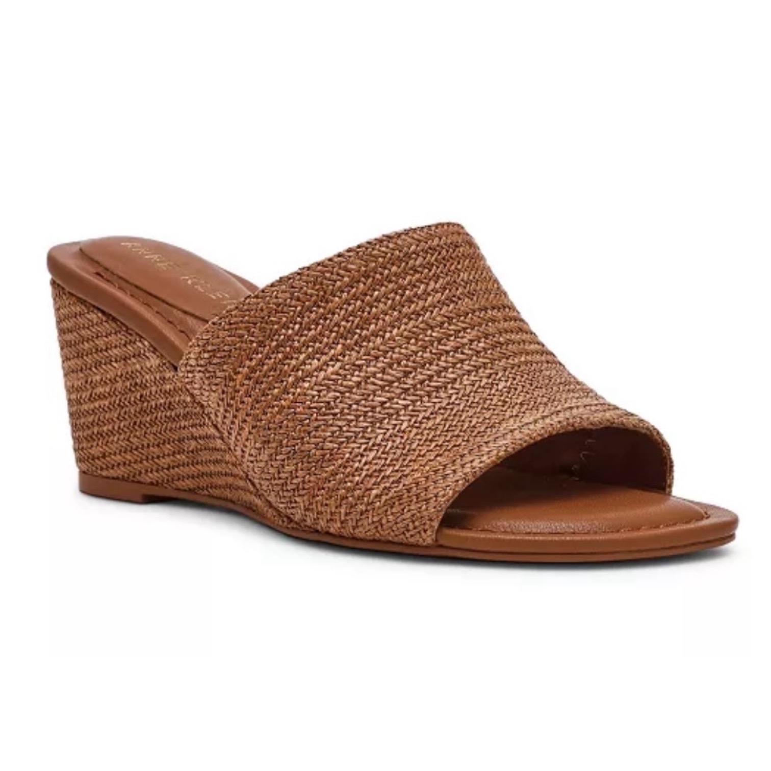 Anne Klein Charisma Wedge Sandals in Brown Raffia