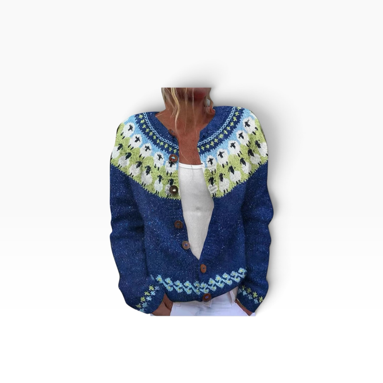 Blue Fair Isle cardigan