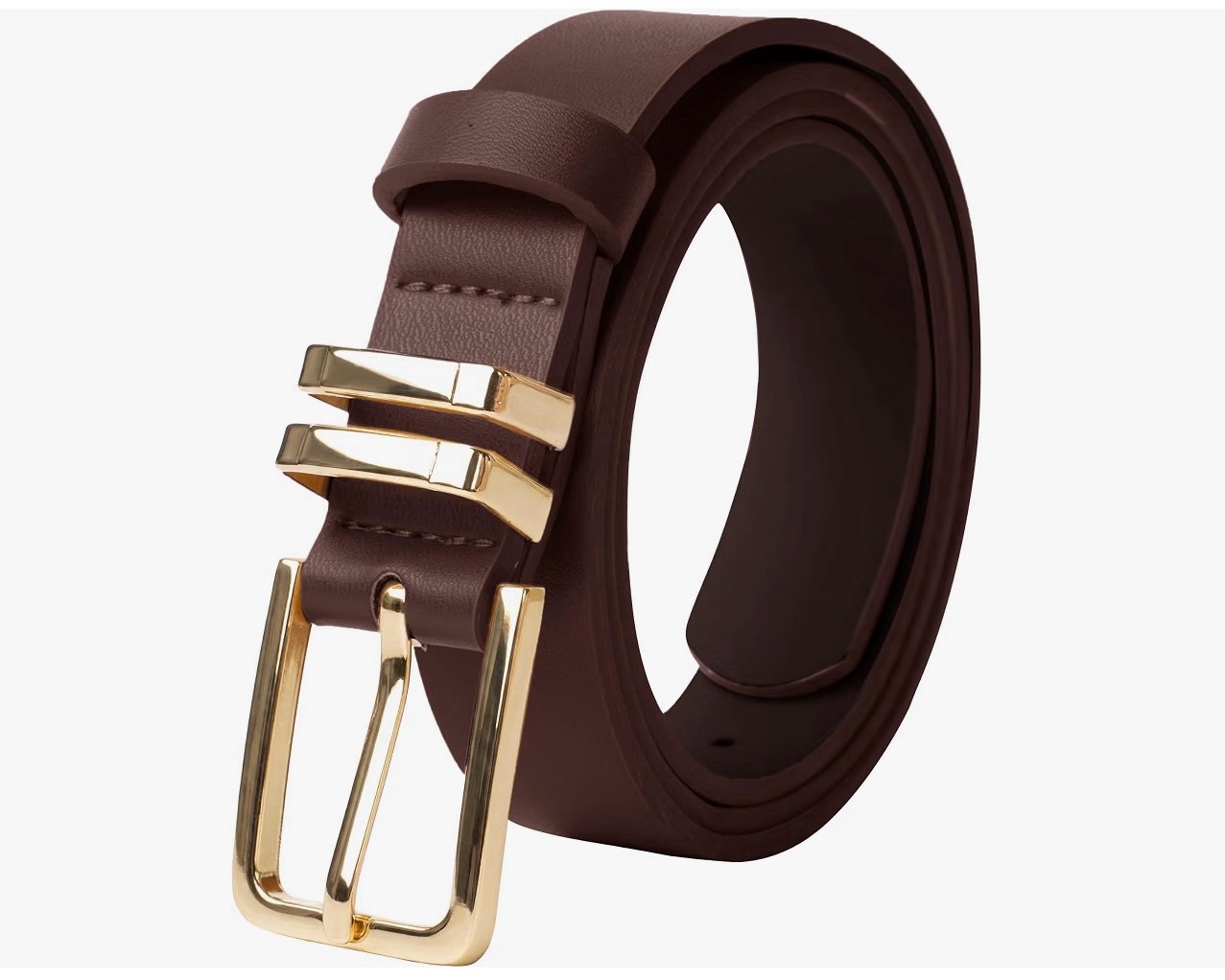 Dark chocolate brown belt with gold buckle