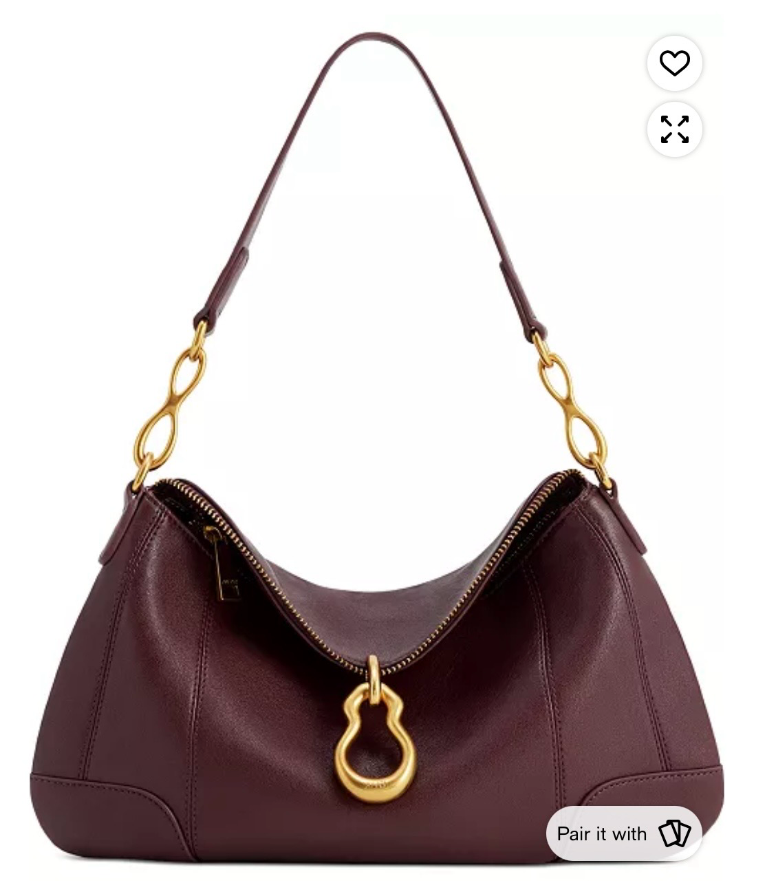 JW PEI Jayla deep burgundy shoulder handbag with gold hardware