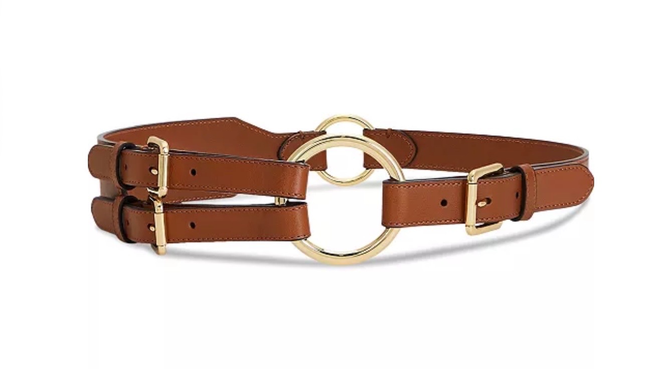 Lauren Ralph Lauren Tri-Strap O-Ring Leather Belt in Lauren Tan
