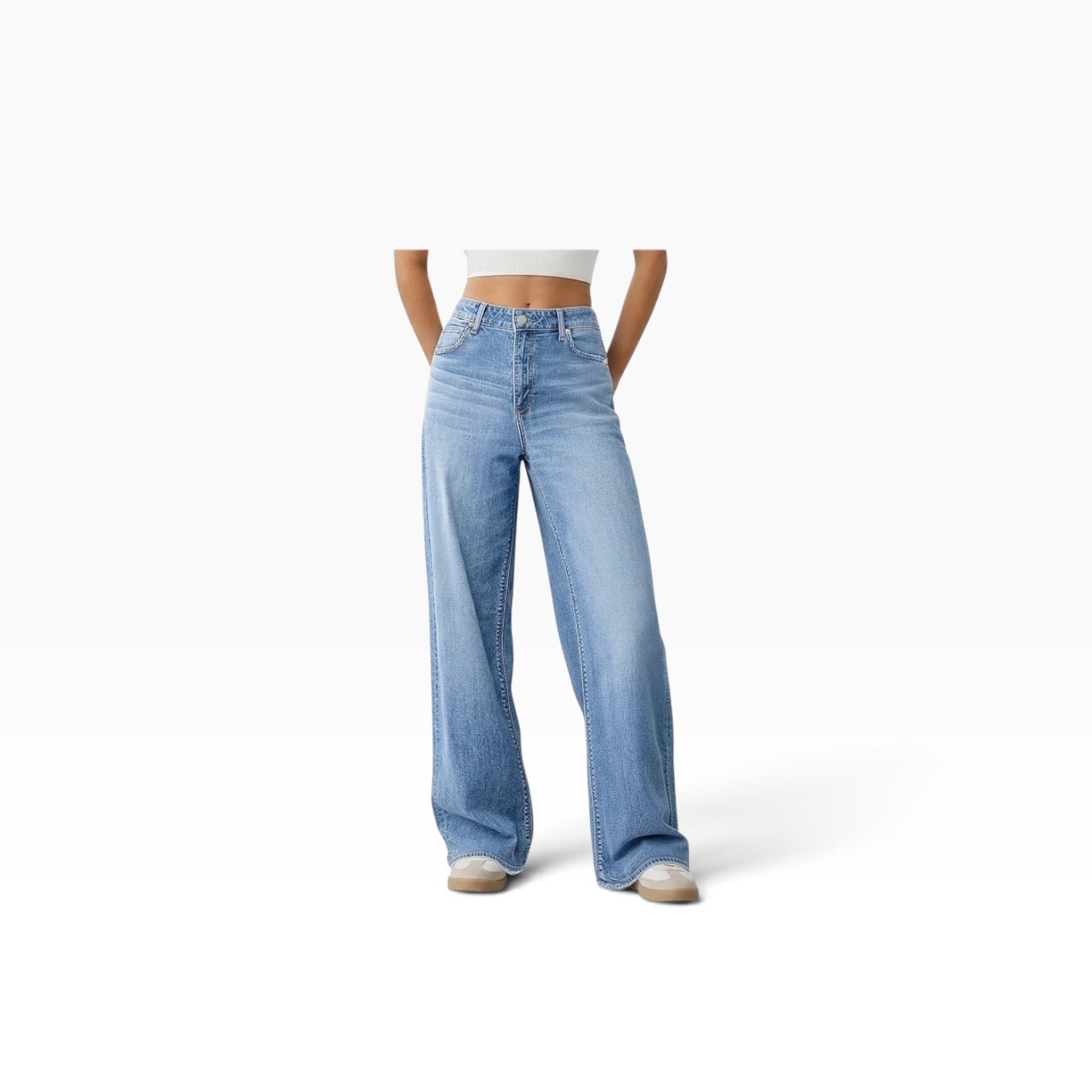 Dark wash wide-leg jeans