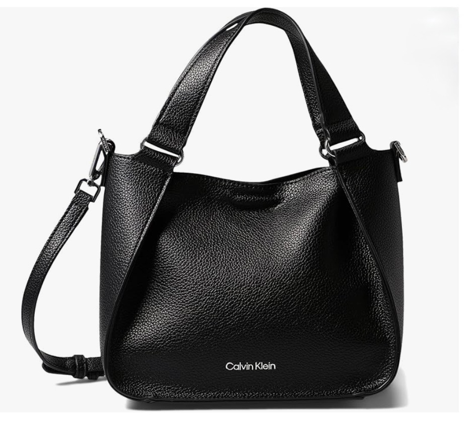Structured black top-handle handbag with gold hardware